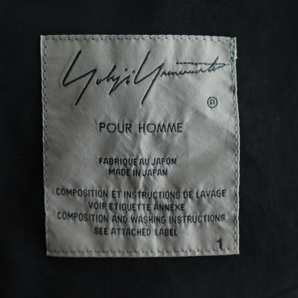 Yohji Yamamoto POUR HOMME(ヨウジヤマモト プールオム) ロングショールジャケット ダブルポケット ブラック