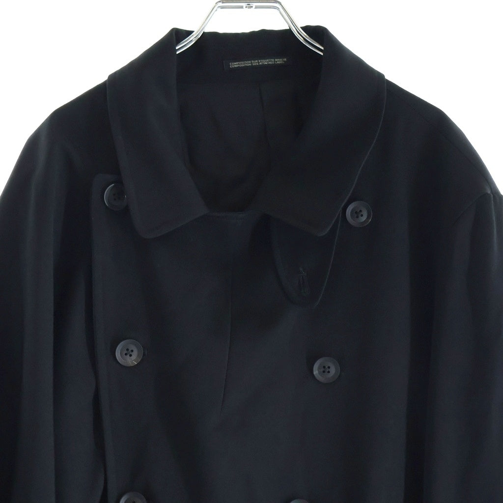 Yohji Yamamoto POUR HOMME(ヨウジヤマモト プールオム) アシンメトリー ダブルブレスト ロングコート ブラック
