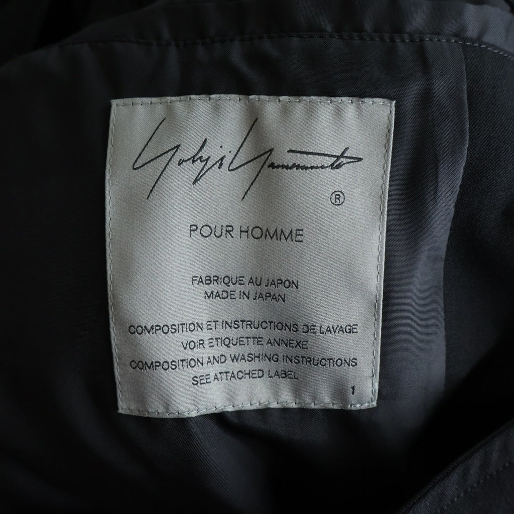 Yohji Yamamoto POUR HOMME(ヨウジヤマモト プールオム) アシンメトリー ダブルブレスト ロングコート ブラック