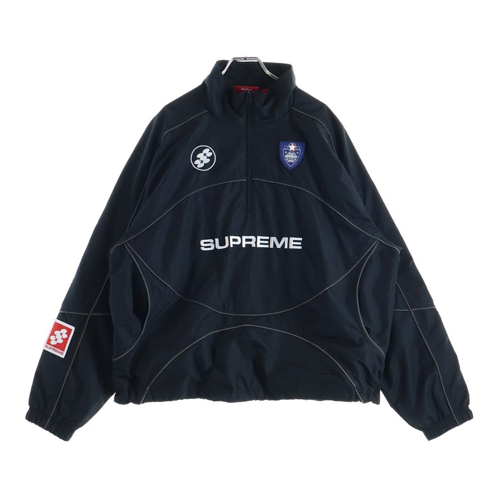 SUPREME(シュプリーム) 24AW Reflective Piping Pullover リフレクティブ パイピング プルオーバー ハーフジップジャケット ブラック