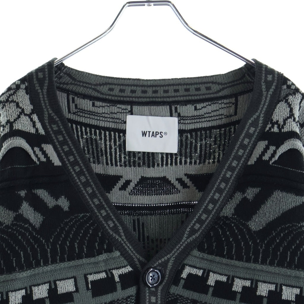 WTAPS(ダブルタップス) 24AW PALMER 813 SWEATER ACRYLIC ジャガードニットセーター カーディガン ブラック/グレー 242MADT-KNM07