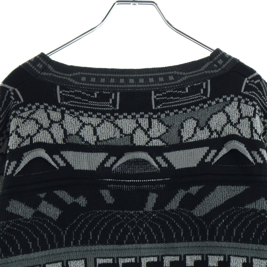 WTAPS(ダブルタップス) 24AW PALMER 813 SWEATER ACRYLIC ジャガードニットセーター カーディガン ブラック/グレー 242MADT-KNM07