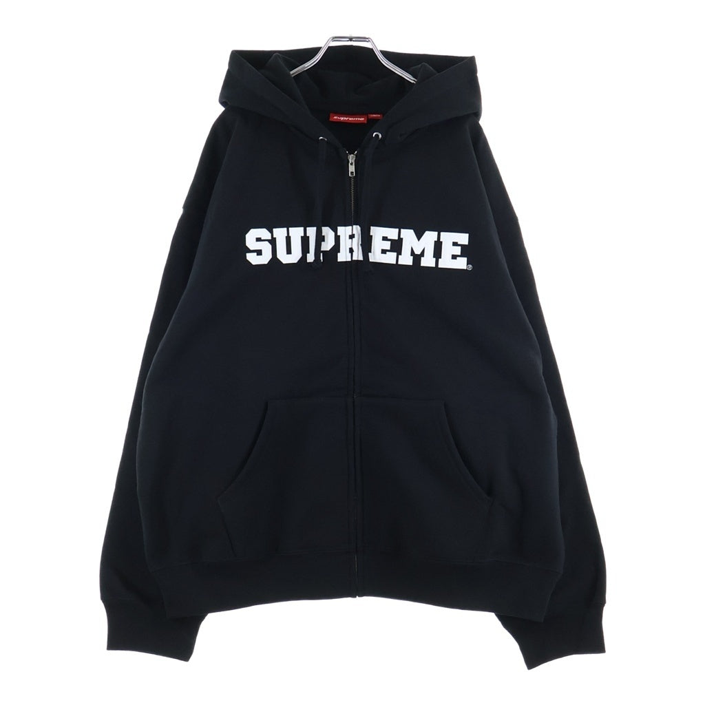 SUPREME(シュプリーム) 25AW Collegiate Applique Zip Up Hooded Sweatshirt ロゴ刺繍 ジップアップパーカー フーディー ブラック