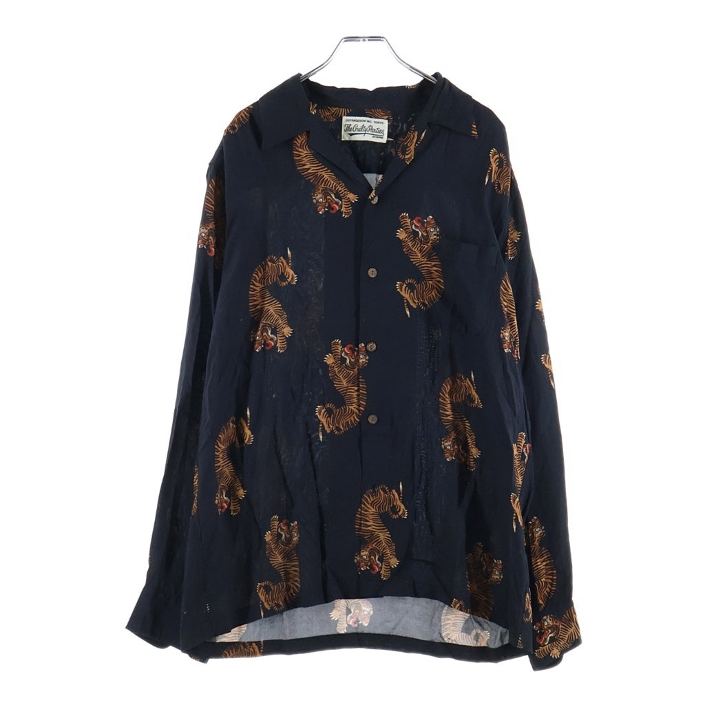 WACKO MARIA(ワコマリア) Tim Lehi Hawaian Shirt 虎 開襟 レーヨン 長袖シャツ ブラック