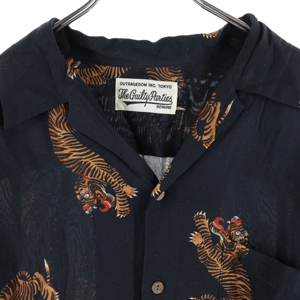 WACKO MARIA(ワコマリア) Tim Lehi Hawaian Shirt 虎 開襟 レーヨン 長袖シャツ ブラック