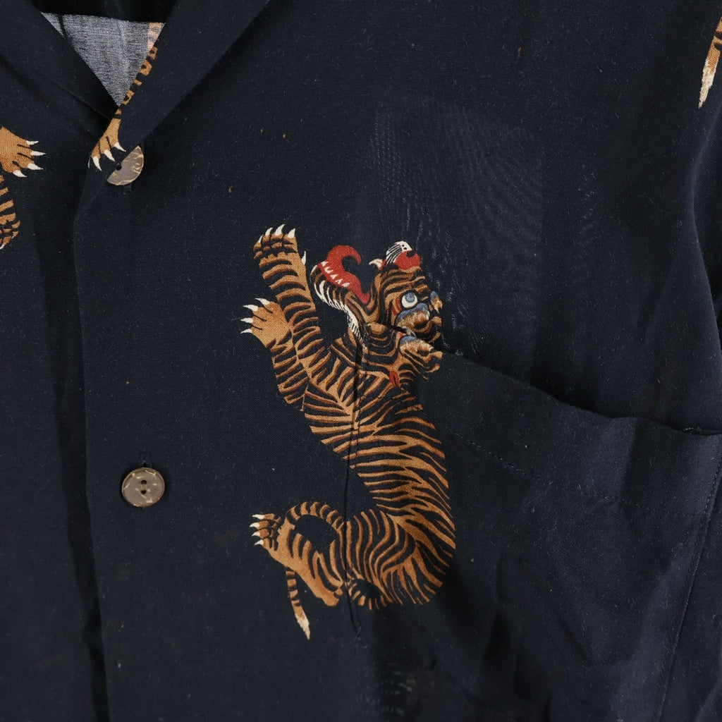 WACKO MARIA(ワコマリア) Tim Lehi Hawaian Shirt 虎 開襟 レーヨン 長袖シャツ ブラック