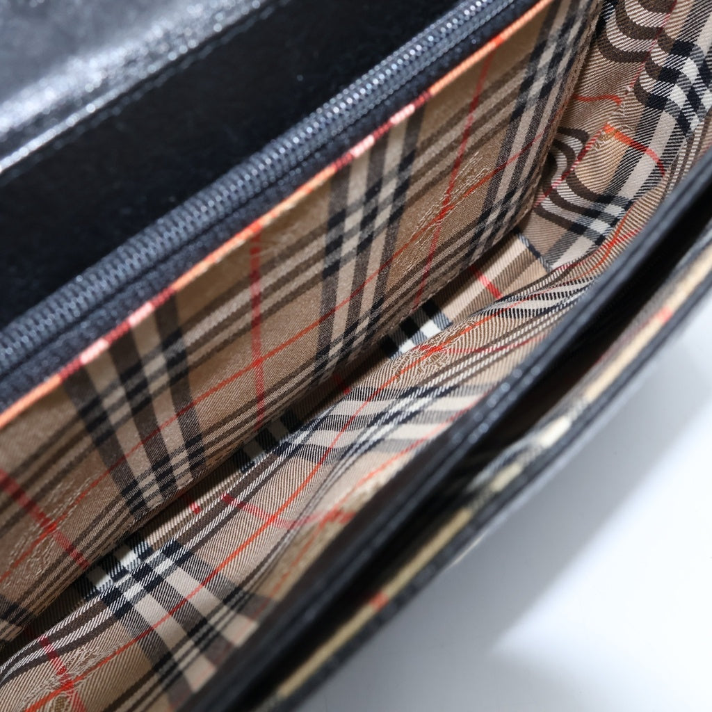 BURBERRY(バーバリー) ヴィンテージ ノバチェック レザー ショルダーバッグ ブラック レディース