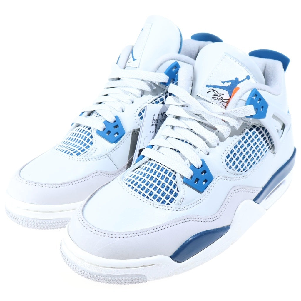 NIKE(ナイキ) AIR JORDAN RETRO MILITARY BLUE ナイキ エア ジョーダン 4 レトロ GS ミリタリーブルー HF4281-141 レディース ミッドカットスニーカー ホワイト/ブルー US6.5Y/24.5cm