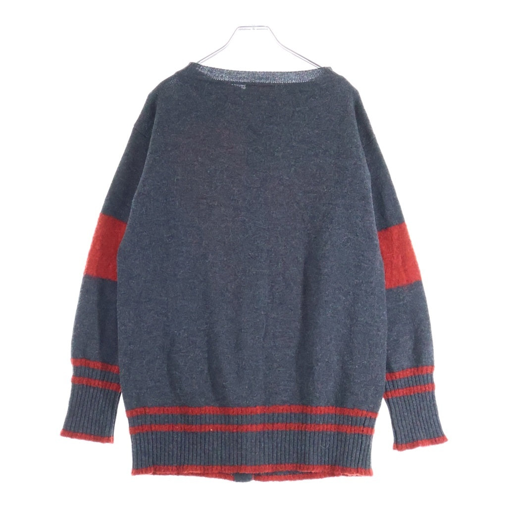 Vivienne Westwood(ヴィヴィアンウエストウッド) フロン ハートトロゴ リブ刺繍 バイカラー レディース ニット カーディガン グレー/レッド ー