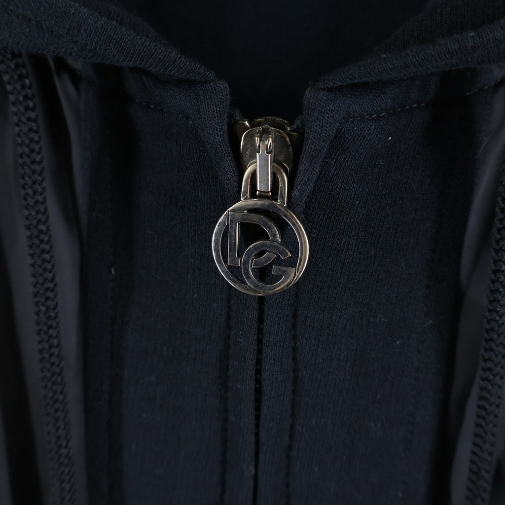 DOLCE & GABBANA(ドルチェアンドガッバーナ) Metal Logo Hoodie メタル ロゴ フーディー サイドライン ジップパーカー ブラック