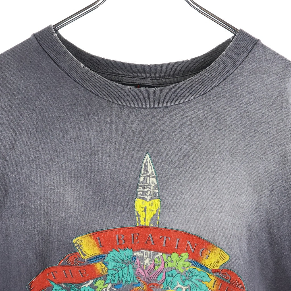 SAINT MICHAEL(セントマイケル) 24SS LM SS TEE BEATING ヴィンテージ加工プリント半袖Tシャツ グレー SM-YS8-0000-C44