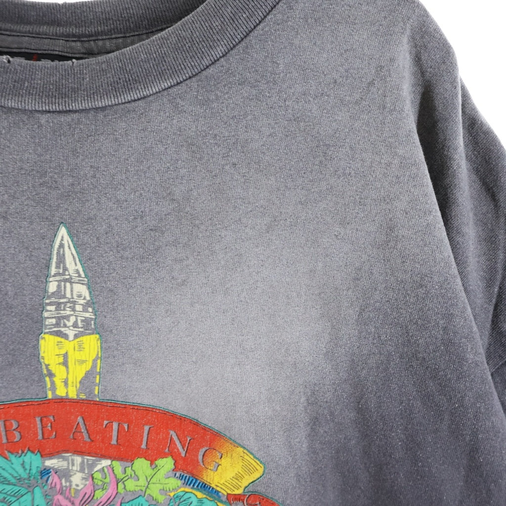 SAINT MICHAEL(セントマイケル) 24SS LM SS TEE BEATING ヴィンテージ加工プリント半袖Tシャツ グレー SM-YS8-0000-C44