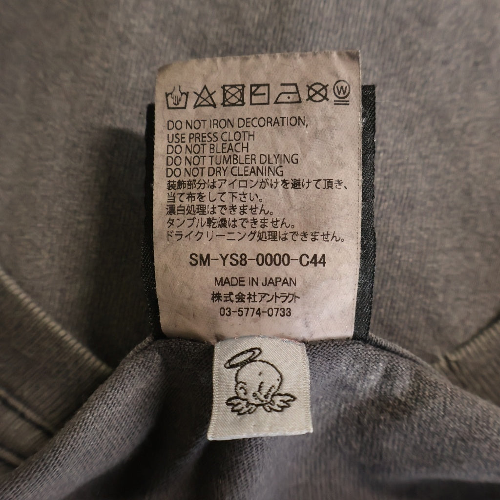 SAINT MICHAEL(セントマイケル) 24SS LM SS TEE BEATING ヴィンテージ加工プリント半袖Tシャツ グレー SM-YS8-0000-C44