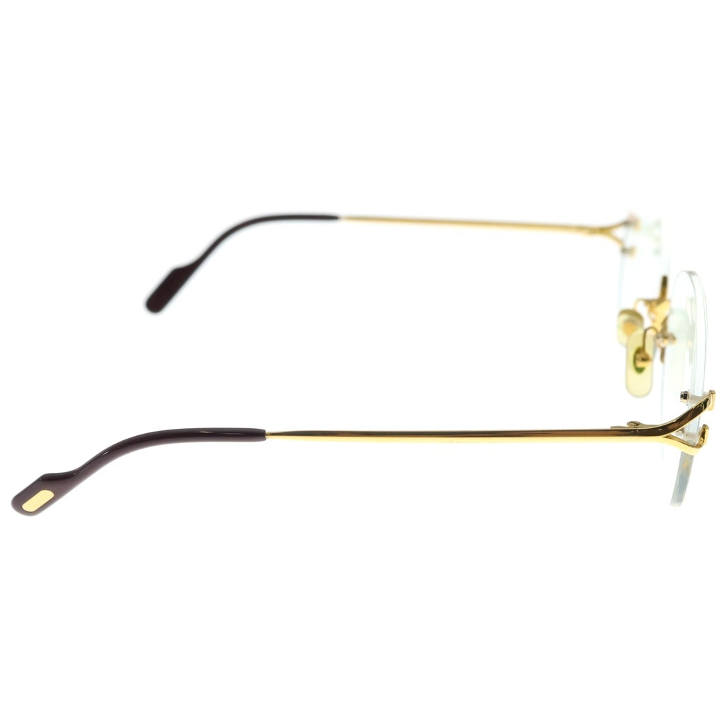 Cartier(カルティエ) リムレス ツーポイント フレーム ゴールド金具 サングラス アイウェア 16/135 ゴールド/ブラウン 1712100 レディース