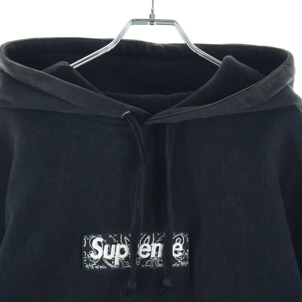 SUPREME(シュプリーム) 19AW Bandana Box Logo Hoodie バンダナ柄ボックスロゴ プルオーバーパーカー ブラック
