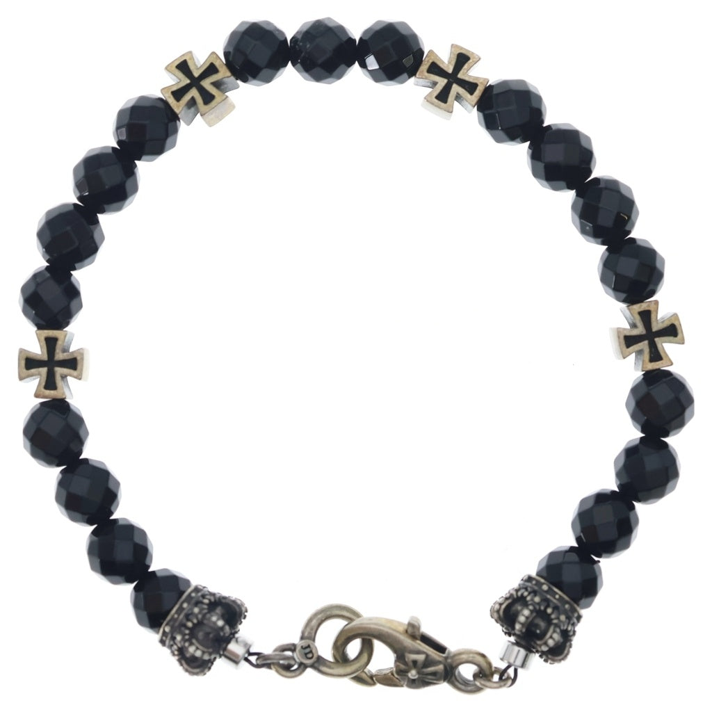 Justin Davis(ジャスティンデイヴィス) SBJ439 ROGER BRACELET クロス ブレスレット S オニキス シルバー925 シルバー/ブラック レディース