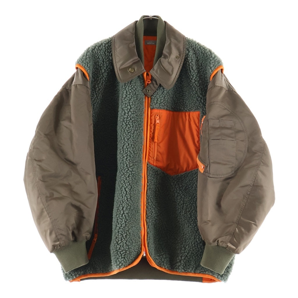 kolor BEACON(カラービーコン) 24AW ナイロン ツイルボア ドッキングブルゾン ジャケット カーキ/ブラウン 24WBM-G02134