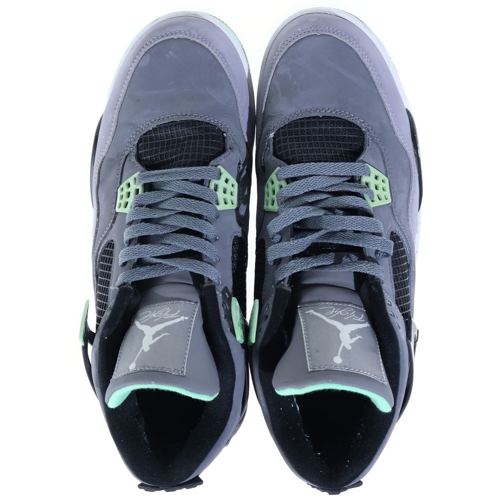 NIKE(ナイキ) AIR JORDAN 4 RETRO GREEN GLOW エアジョーダン4 レトロ メッシュ ハイカットスニーカー グレー US10.5/28.5cm 308497-033