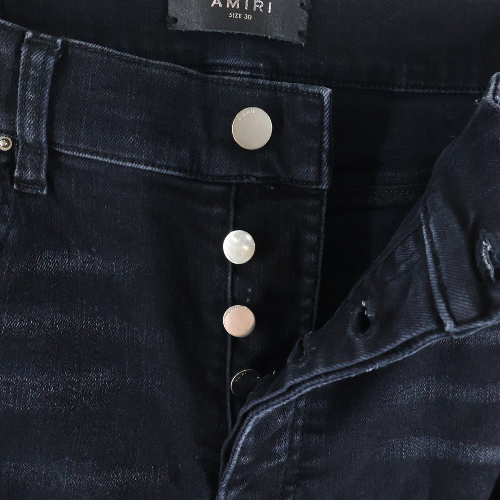 AMIRI(アミリ) MX1 ダメージ加工 ボタンフライ スキニー デニムパンツ ブラック