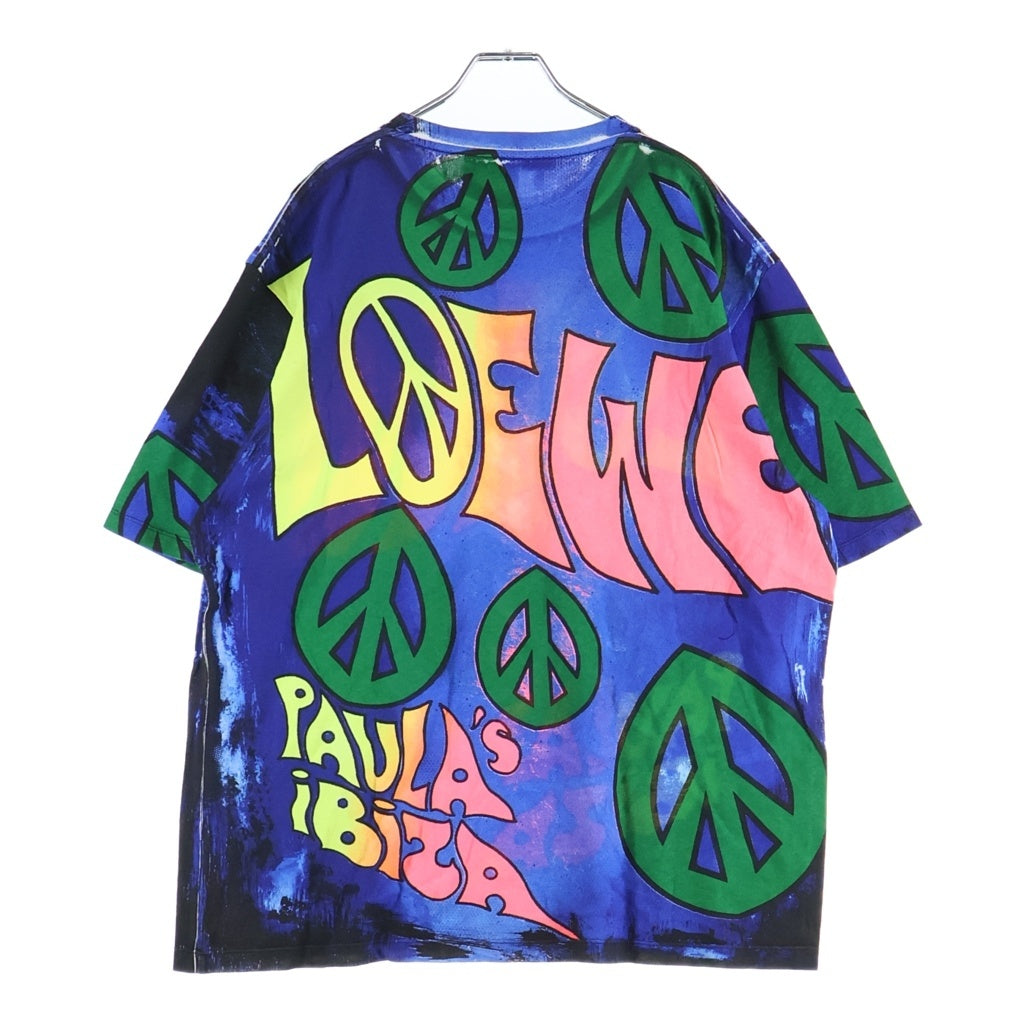 LOEWE(ロエベ) 22SS × Paula's Ibiza パウラズイビザ ピースマーク ロゴプリント クルーネック半袖Tシャツ カットソー マルチ H616Y22X34