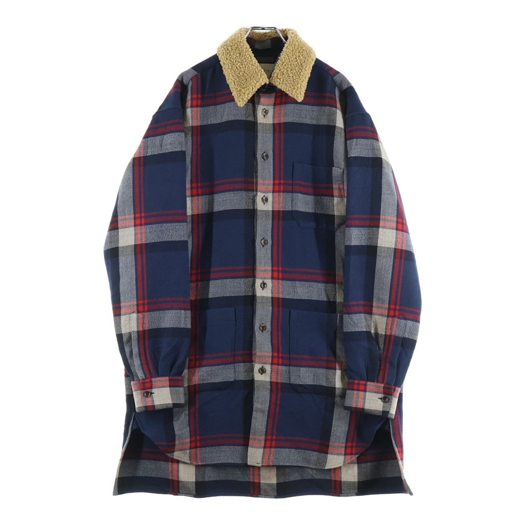 GUCCI(グッチ) WOOL SHIRT COAT ウールシャツコート 495091 Z595G ネイビー/レッド