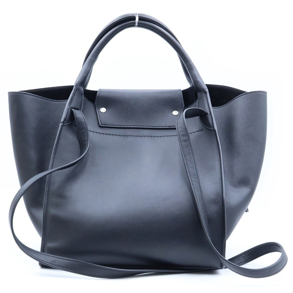 CELINE(セリーヌ) ビッグバッグ スモール レザー 2WAY ハンド ショルダー トートバッグ シルバー金具 ブラック 183313A4U レディース