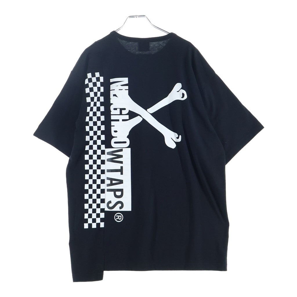 WTAPS(ダブルタップス) ×NEIHBORHOOD フロントロゴ刺繍 バッグロゴプリント 半袖Tシャツカットソー ブラック 192ATNHD-CSM01S