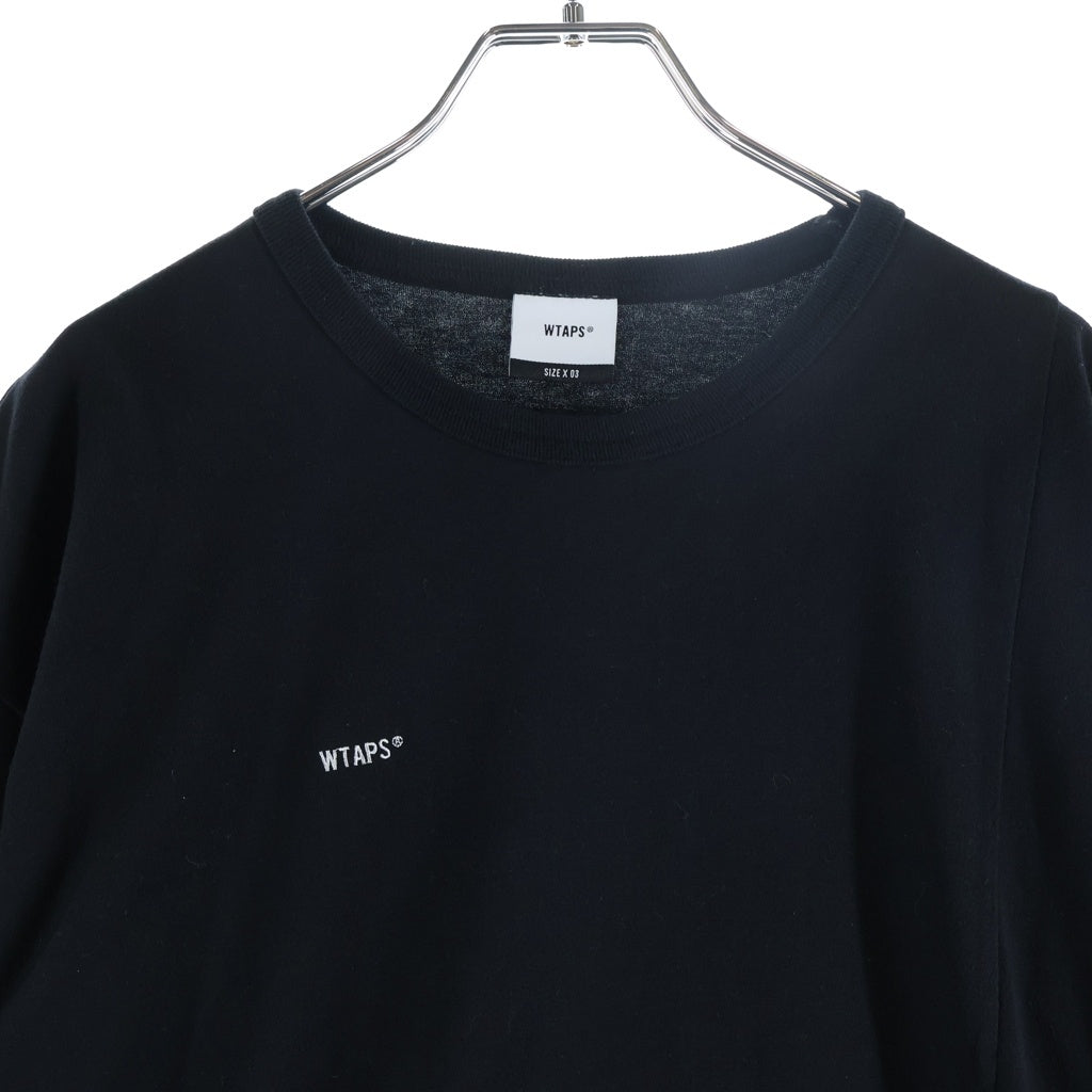 WTAPS(ダブルタップス) ×NEIHBORHOOD フロントロゴ刺繍 バッグロゴプリント 半袖Tシャツカットソー ブラック 192ATNHD-CSM01S