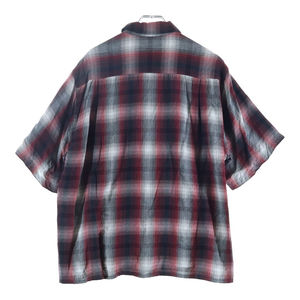 WACKO MARIA(ワコマリア) 25SS OMBRE CHECK OPEN COLLAR SHIRT オンブレ チェック 半袖オープンカラーシャツ ブラック/レッド 25SS-WMS-OC03