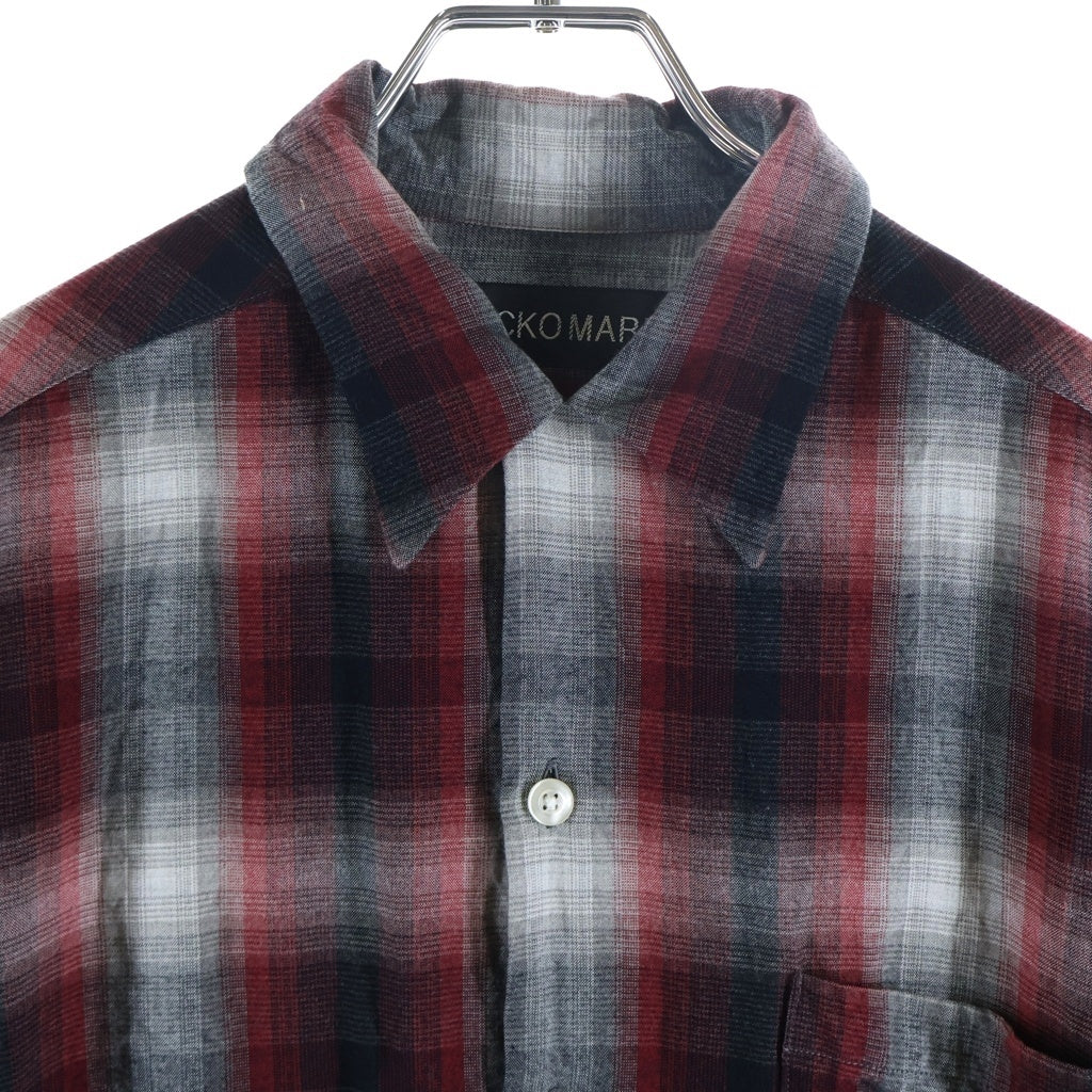 WACKO MARIA(ワコマリア) 25SS OMBRE CHECK OPEN COLLAR SHIRT オンブレ チェック 半袖オープンカラーシャツ ブラック/レッド 25SS-WMS-OC03