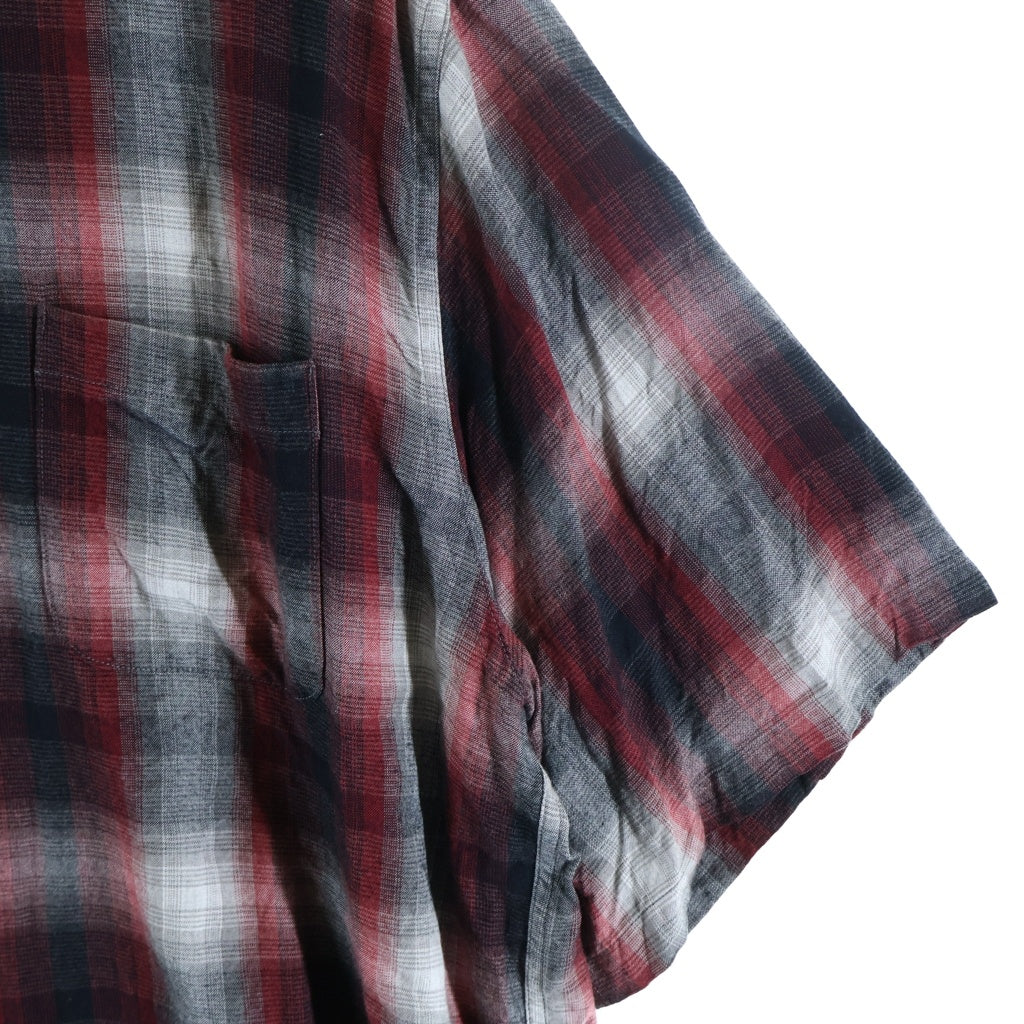 WACKO MARIA(ワコマリア) 25SS OMBRE CHECK OPEN COLLAR SHIRT オンブレ チェック 半袖オープンカラーシャツ ブラック/レッド 25SS-WMS-OC03