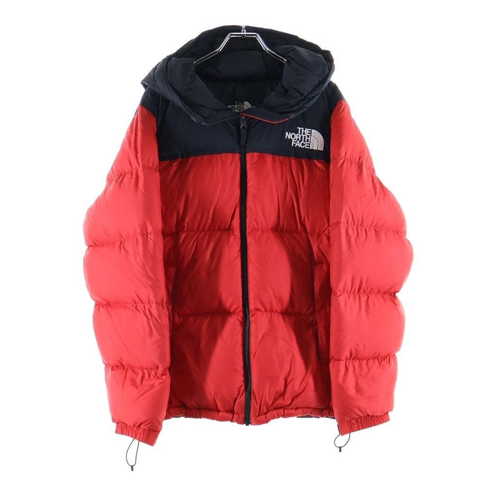 THE NORTH FACE(ザノースフェイス) NUPTSE HOODIE ヌプシ ジップアップ ダウンジャケット フロントロゴ刺繍 レッド ND92041R