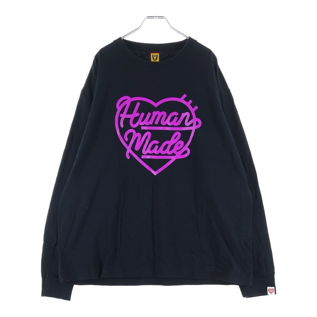 HUMAN MADE(ヒューマンメイド) Heart L/S T-Shirt ハート ロングスリーブTシャツ フロントプリント ブラック HM25CS046