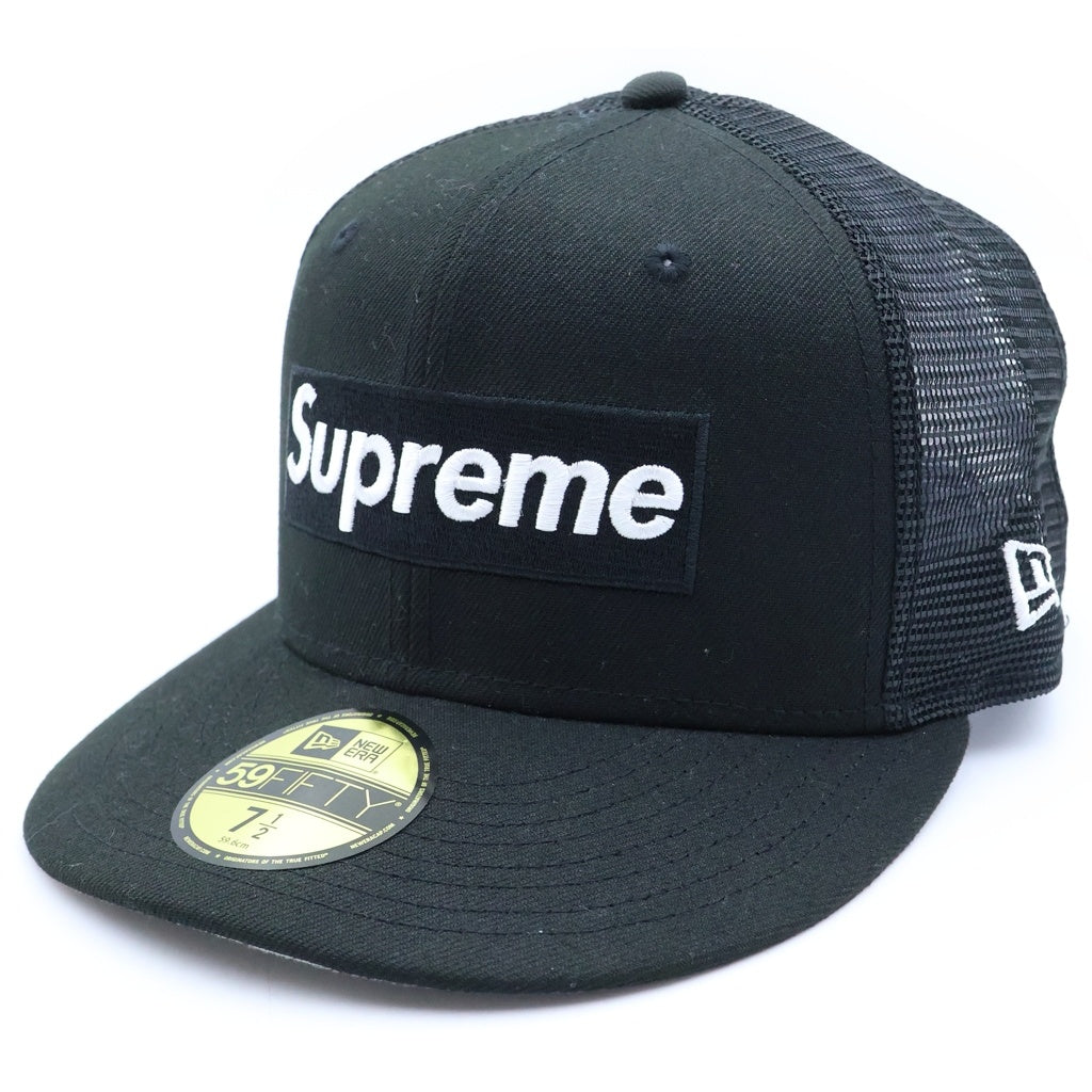 SUPREME(シュプリーム) 24SS×New Era Box Logo Mesh Back ボックス ロゴ刺繍 メッシュ キャップ 帽子 ブラック 7 1/2