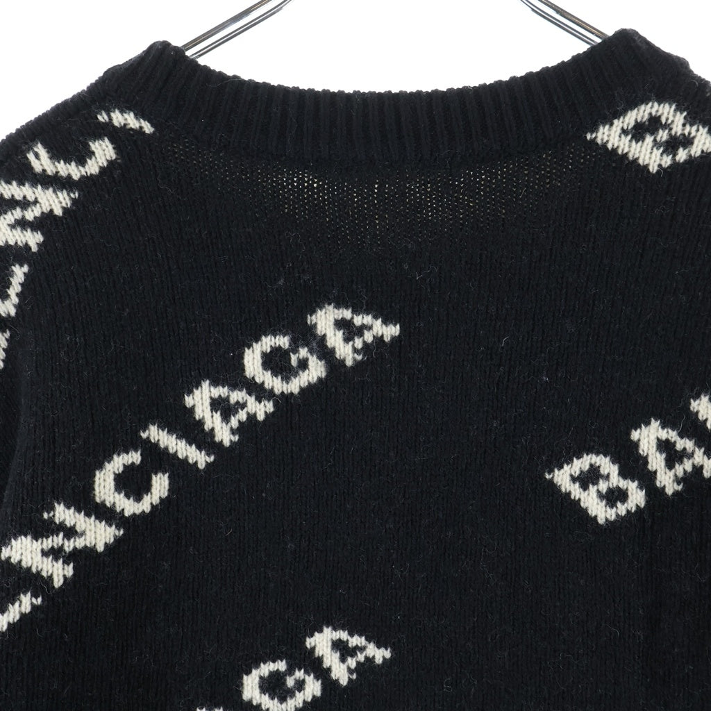 BALENCIAGA(バレンシアガ) ALLOVER LOGO SWEATER オールオーバー ロゴ 総柄 クルーネック ニット ブラック 555481T1471
