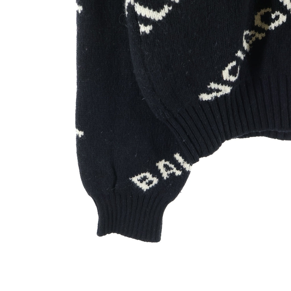 BALENCIAGA(バレンシアガ) ALLOVER LOGO SWEATER オールオーバー ロゴ 総柄 クルーネック ニット ブラック 555481T1471