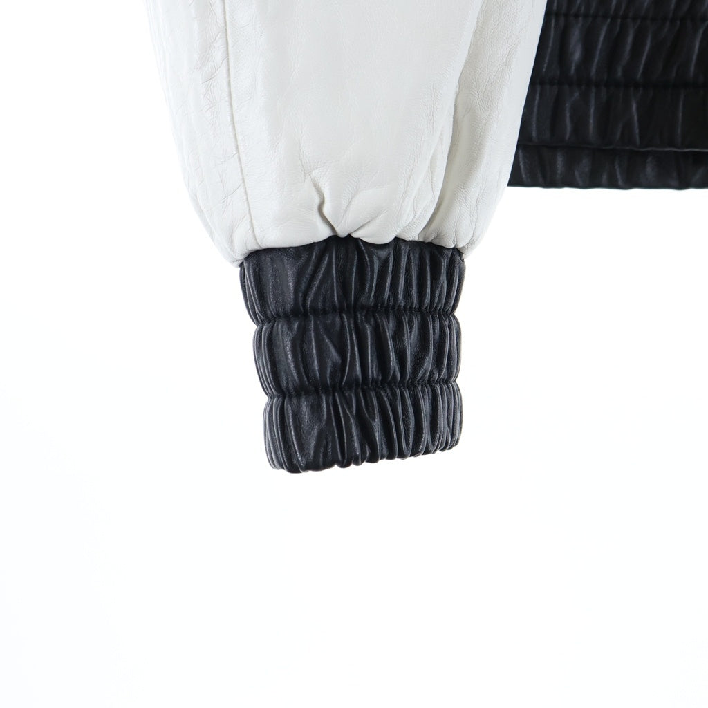 CELINE(セリーヌ) 22AW by Hedi Slimane SOFT LAMBSKIN FLAG TEDDY JACKET エディ期 バイカラー ソフトラムスキン テディジャケット ブラック/ホワイト 2ED47577H