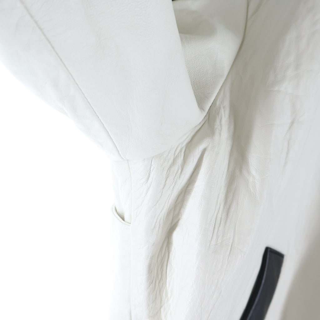 CELINE(セリーヌ) 22AW by Hedi Slimane SOFT LAMBSKIN FLAG TEDDY JACKET エディ期 バイカラー ソフトラムスキン テディジャケット ブラック/ホワイト 2ED47577H