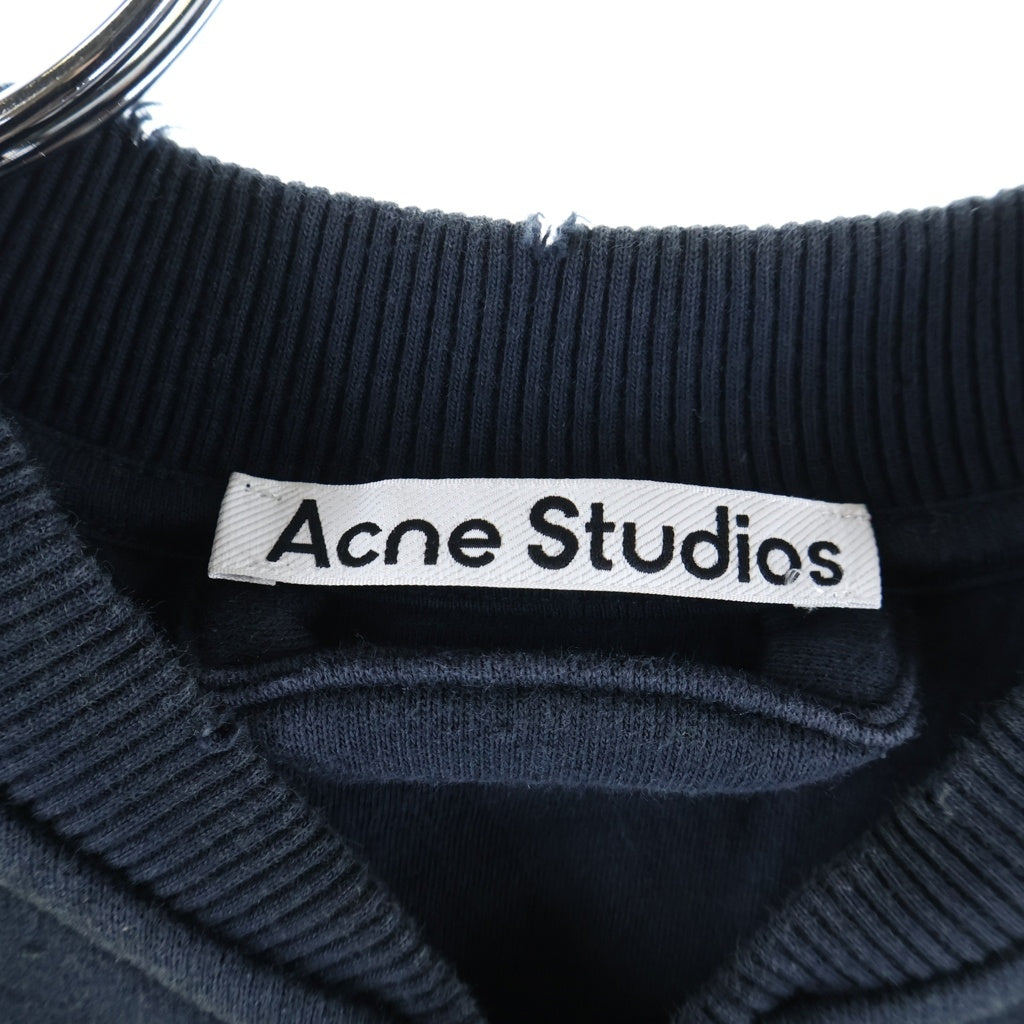 Acne Studios(アクネ ストゥディオズ) 25SS LOGO ZIP SWEATER ダメージ加工 フロントロゴ ジップアップスウェット ネイビー FN-UX-SWEA000052