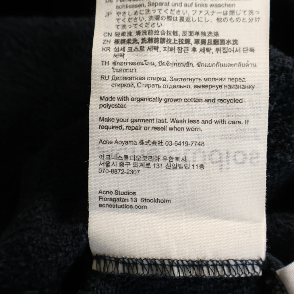 Acne Studios(アクネ ストゥディオズ) 25SS LOGO ZIP SWEATER ダメージ加工 フロントロゴ ジップアップスウェット ネイビー FN-UX-SWEA000052
