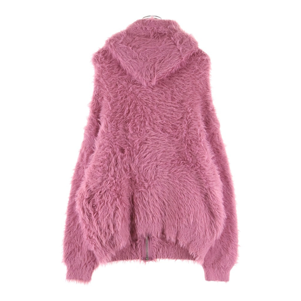 THUG CLUB(サグクラブ) 24AW ZIP KNIT シャギー ファー ジップアップパーカー ピンク TC24KN1002