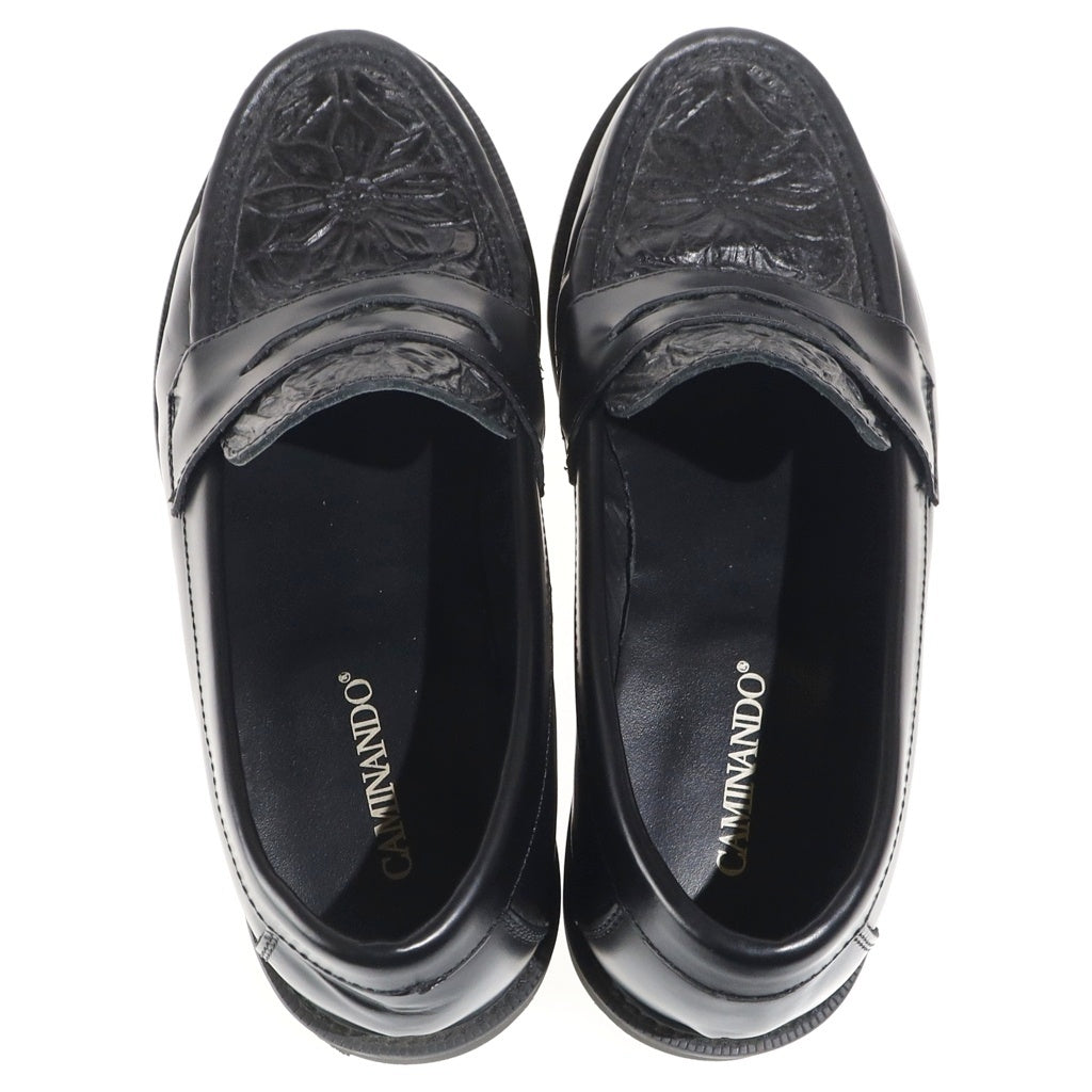 CAMINANDO(カミナンド) EMBOSSED LOAFER W エンボスヴァンプ レザー ローファー ブラック US8 2531W-EBL