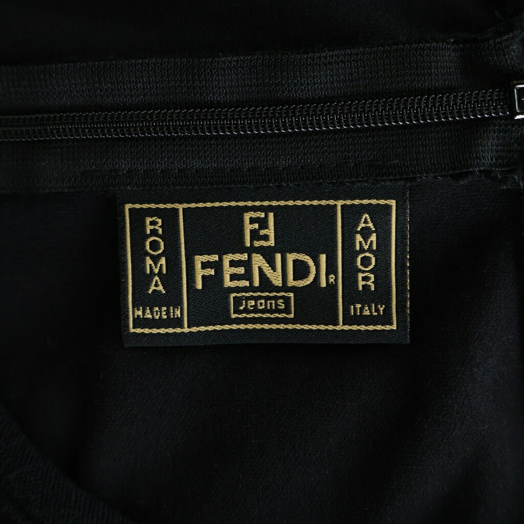 FENDI(フェンディ) Vintage 半袖半袖ワンピース ベルトループ フロントポケット ブラック レディース