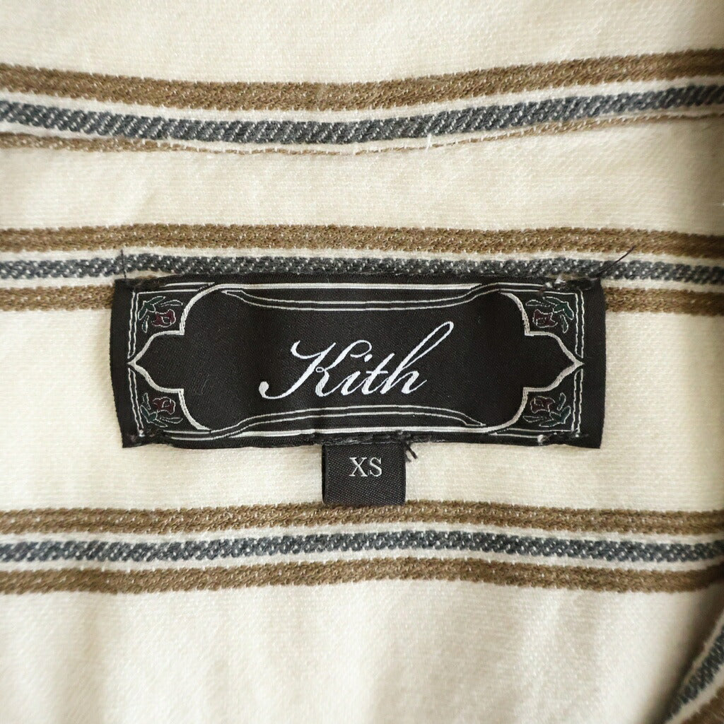 KITH(キス) 26SS TEXTURED STRIPE THOMPSON テクスチャードストライプ トンプソン キャンプカラー 半袖シャツ ホワイト