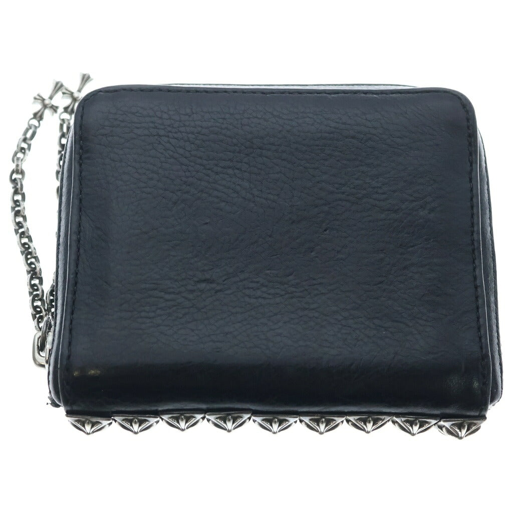CHROME HEARTS(クロムハーツ) 3サイドジップ ウォレット ペーパーチェーン ベイビーファットクロス 財布 レザー ブラック