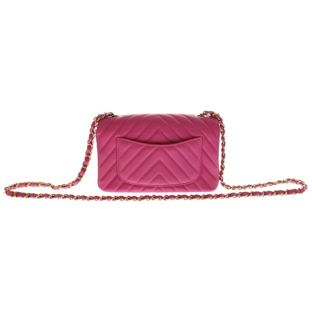 CHANEL(シャネル) シェブロン20 Vステッチ チェーンショルダーバッグ ピンク ラムスキン ゴールド金具