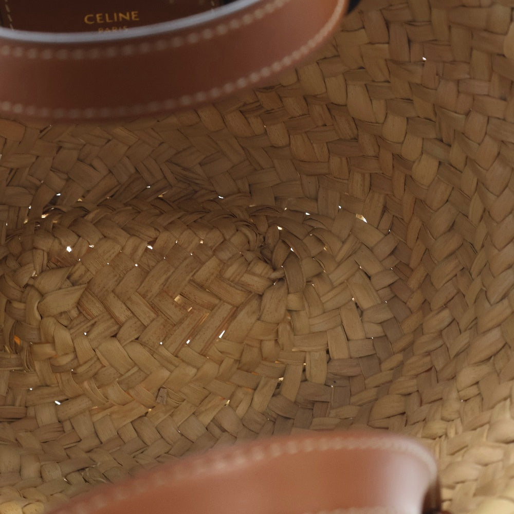 CELINE(セリーヌ) トリオンフ トートバッグ ベージュ ラフィア×レザー ショルダーバッグ ミニバッグ カゴバッグ