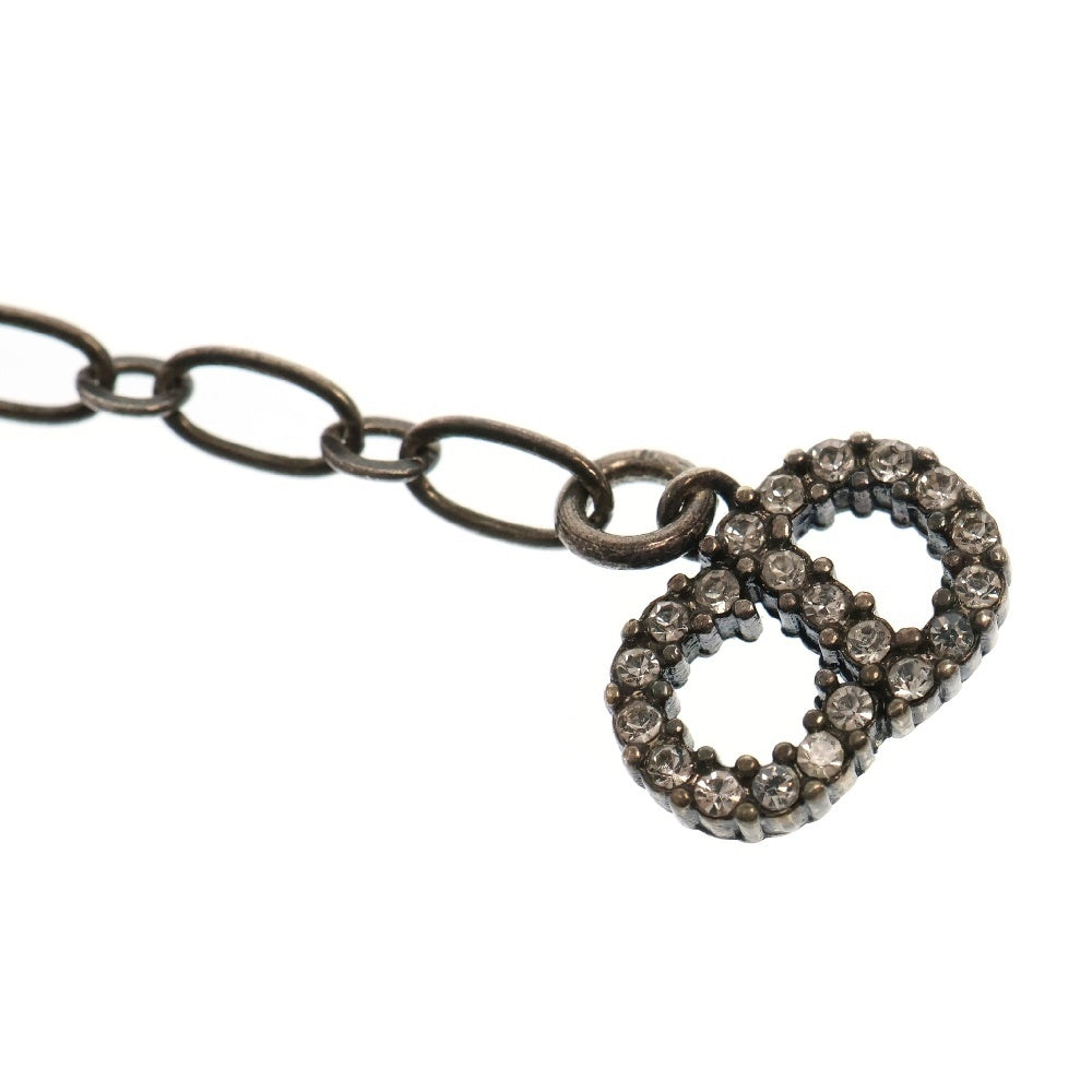Christian Dior(クリスチャンディオール) ロゴ ラインストーン チョーカー ブラック×シルバー メタル ベロア アクセサリー