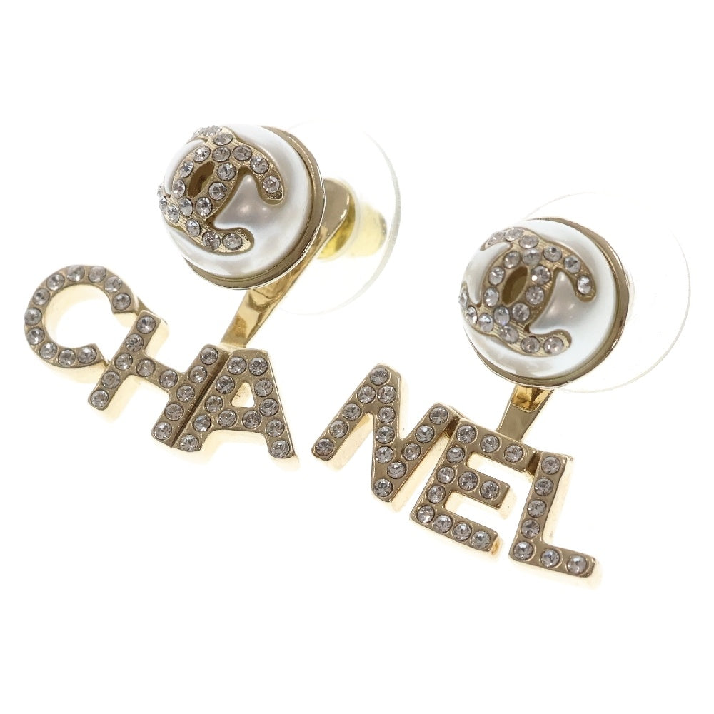 CHANEL(シャネル) ココマーク 2wayロゴピアス フェイクパール シャンパンゴールド GP AB6484 A23V