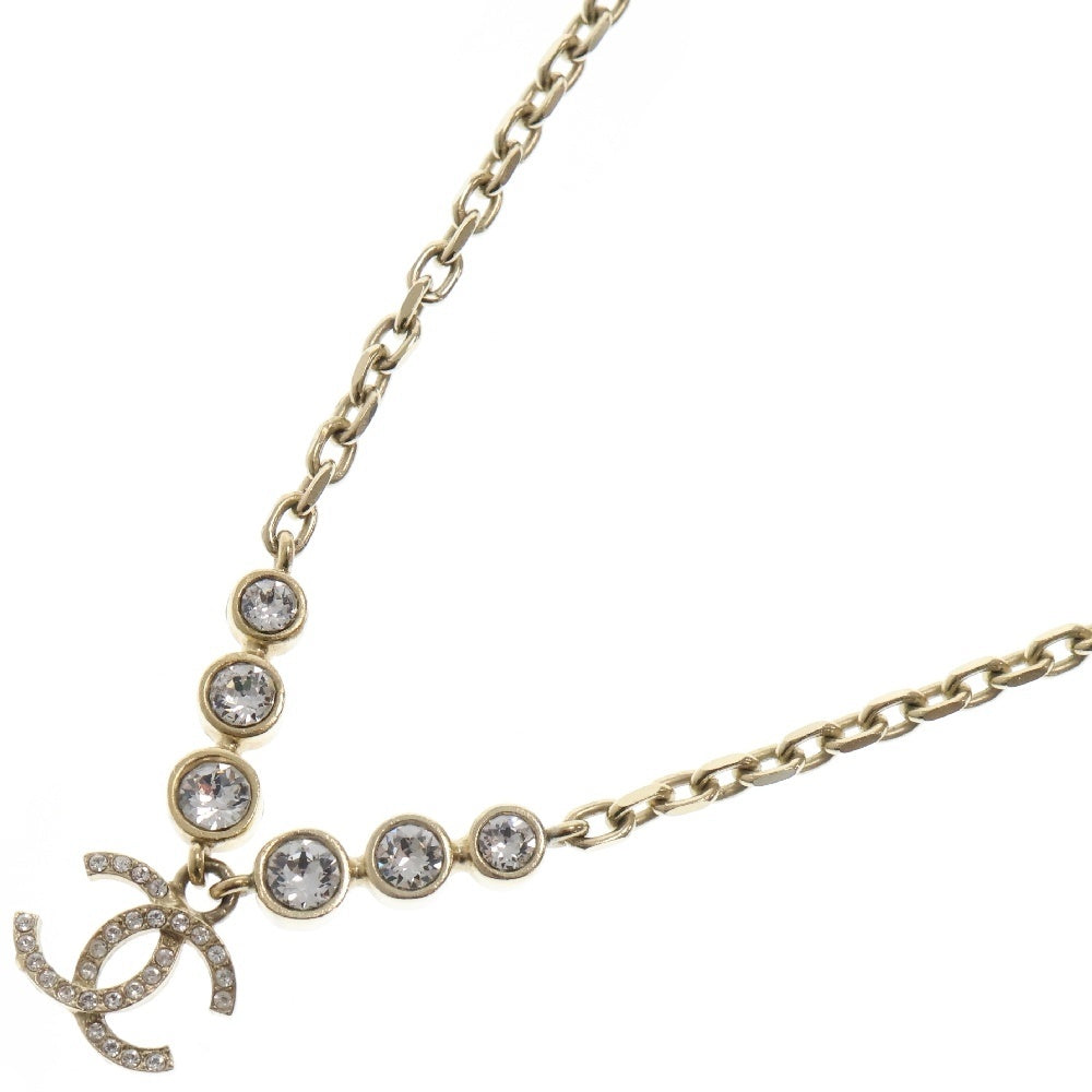 CHANEL(シャネル) ココマーク 3連ラインストーン ネックレス GP シャンパンゴールド ペンダント